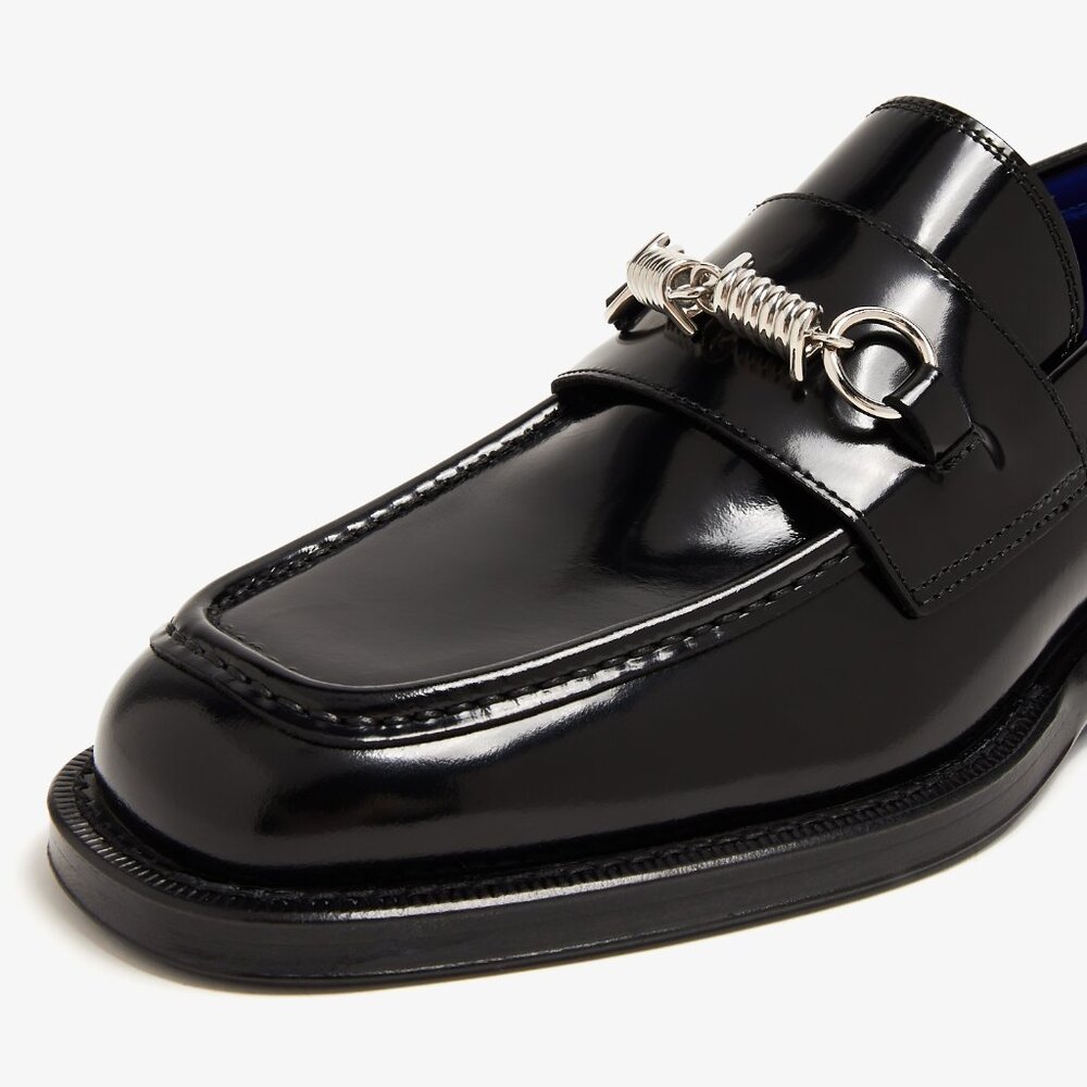 $990- Burberry 8080103 Men's Black Barbed Leather Casual Loafer Shoes - US 9.5 - Picture 6 of 7